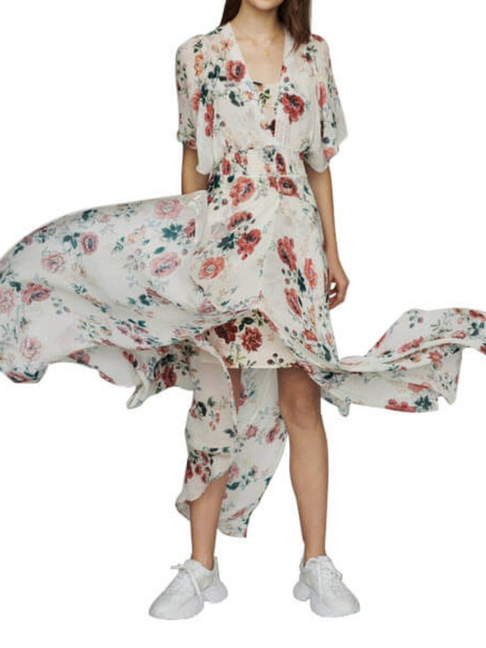 ✨ Maje "Rachelle" Asymmetric Hem Floral Chiffon Maxi Dress Size 3/US 8-10 ✨